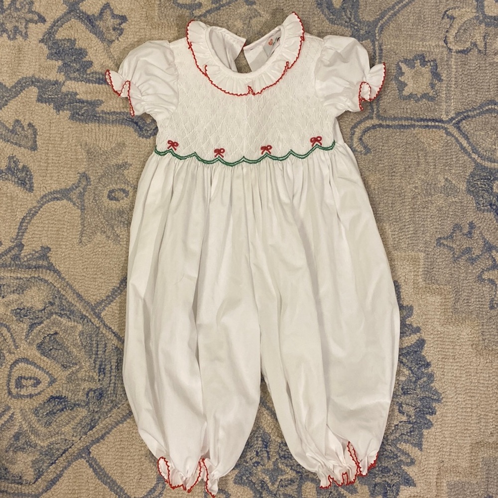 Shrimp & Grits Kids Christmas Bows Bubble 12m